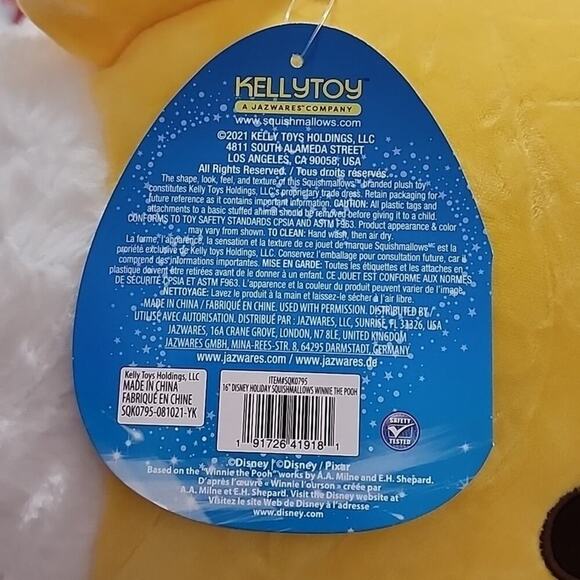 SquishMallows Kelly Disney Christmas pillow soft large 16" Santa Winnie Pooh - Picture 7 of 7